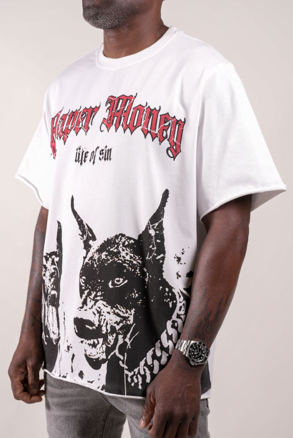 Paper Money T-Shirt - Doberman - White - BH3001