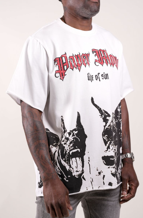 Paper Money T-Shirt - Doberman - White - BH3001