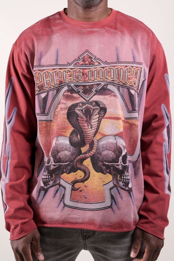 Paper Money T-Shirt - Snake Longsleeve - Red - BH3329