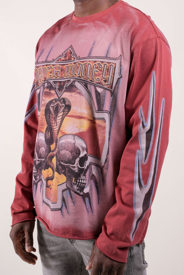 Paper Money T-Shirt - Snake Longsleeve - Red - BH3329
