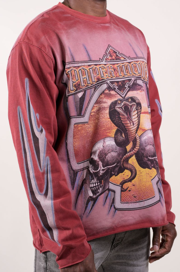 Paper Money T-Shirt - Snake Longsleeve - Red - BH3329
