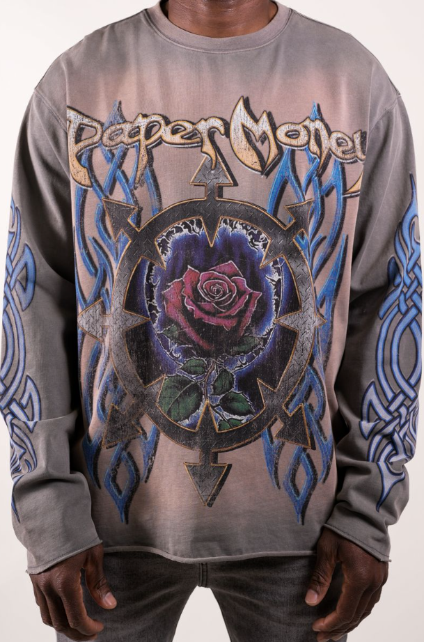 Paper Money T-Shirt - Rose Fortune Longsleeve - Stone - BH3329