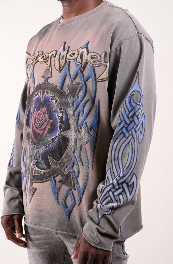 Paper Money T-Shirt - Rose Fortune Longsleeve - Stone - BH3329