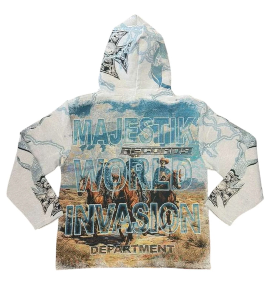 Majestik Hoodie - World Invasion Tapestry - Cream - TH2501