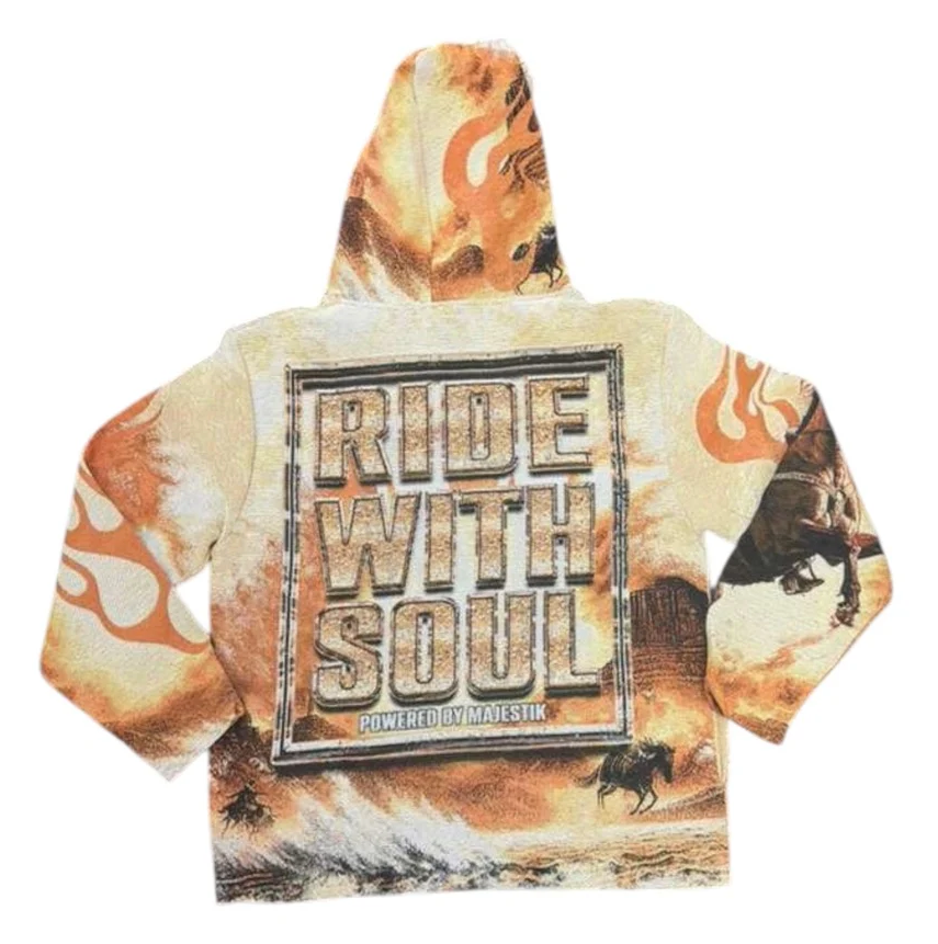 Majestik Hoodie - Ride With Soul Tapestry - Egg Shell - TH2507