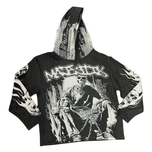 Majestik Hoodie - Bone Squad Tapestry - Black - TH2525
