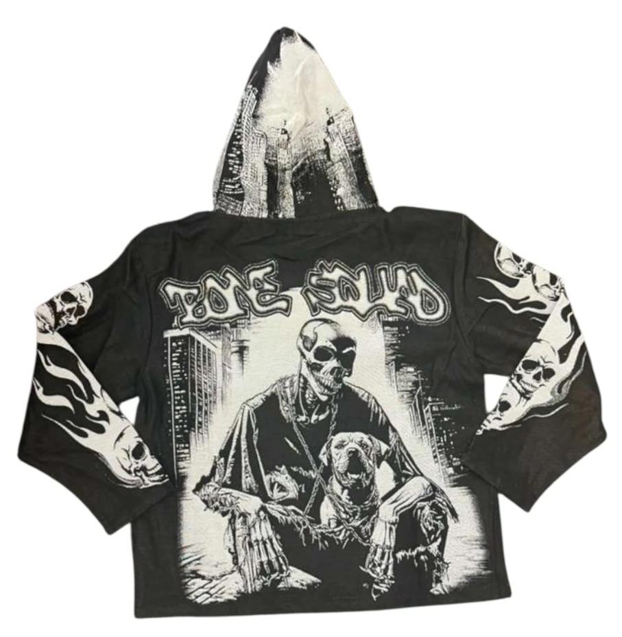 Majestik Hoodie - Bone Squad Tapestry - Black - TH2525