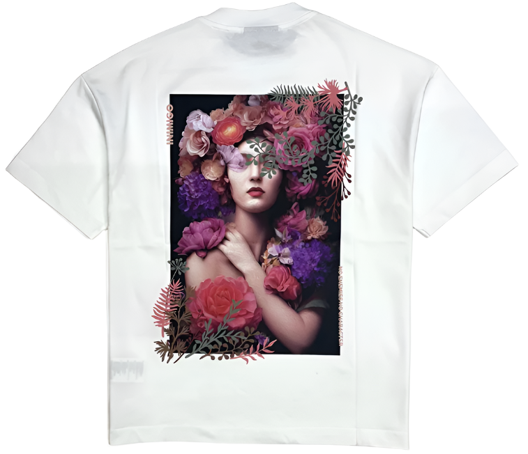 Inimigo T-Shirt - Women Flowers Oversized - Snow White - ITS3592