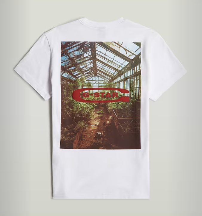 G-Star T-Shirt - Photo Print r t - White Green House - D25093 - C784 - G933