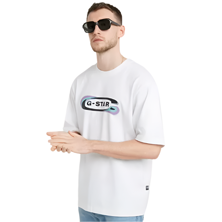 G-Star T-Shirt - Gradient old skool Logo Boxy - White - D25089