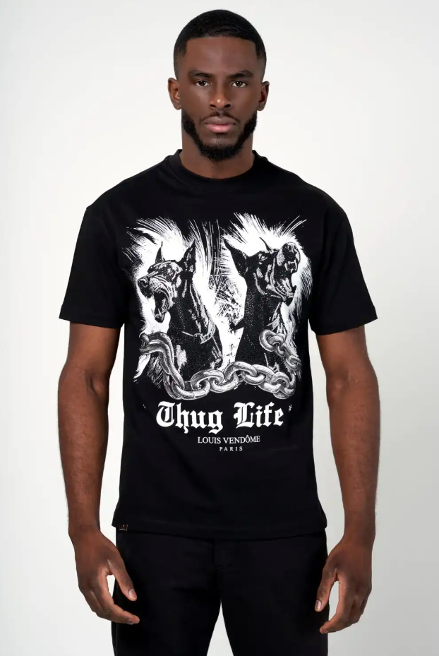 Louis Vendome T-Shirt - Angry Dogs Thug Life - Black - LV69
