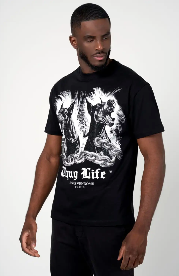 Louis Vendome T-Shirt - Angry Dogs Thug Life - Black - LV69