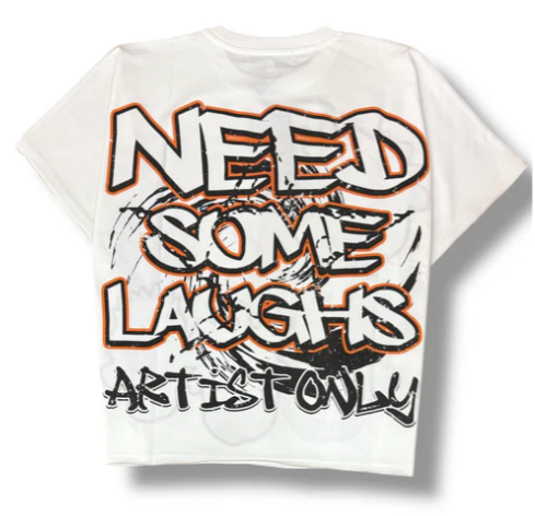 Majestik Shirt - Men's Multi Face Rhinestone Tapestry Cropped T-Shirts - Cream - TE2561