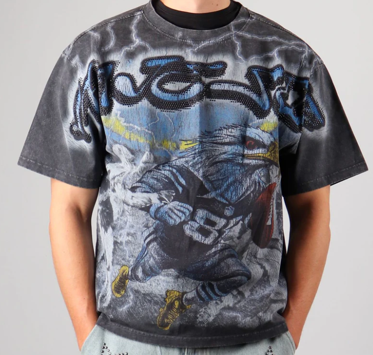 Majestik Shirt - Men's Hawk Quarter Back Garment Dyed T-Shirt - Grey - TE2525