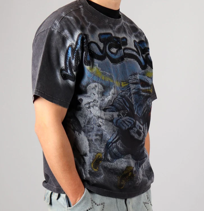 Majestik Shirt - Men's Hawk Quarter Back Garment Dyed T-Shirt - Grey - TE2525