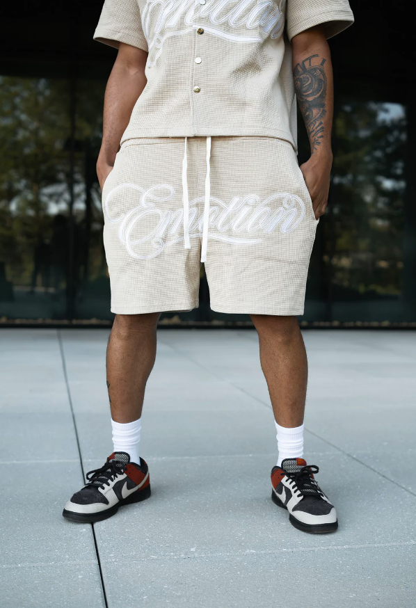 MIxed Emotion Short Set - Signature Button Up - Cream - MESB3