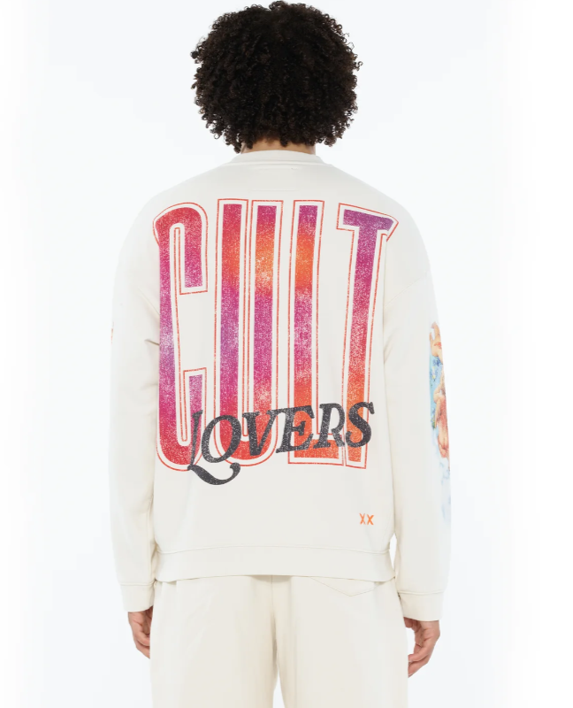 Cult Of Individuality Crewneck - Novelty Fleece Crew Sweatshirt - Winter White - 625A4-FC17B
