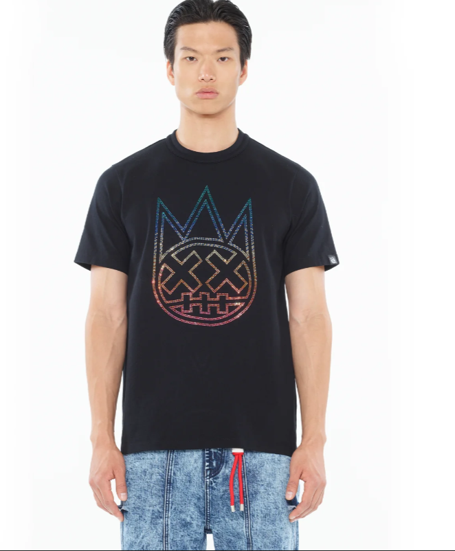 Cult Of Individuality Shirt - Short Sleeve Crew Neck Tee "Gradient Logo" - Black - 625A4-K38A
