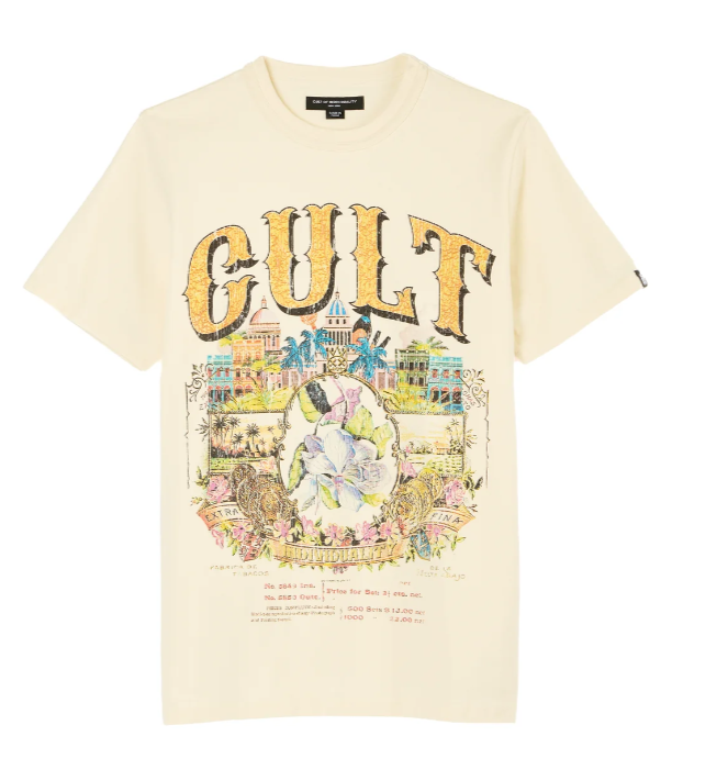 Cult Of Individuality Shirt - Short Sleeve Crew Neck Tee "Cuba" - Winter White - 625A4-RC06D