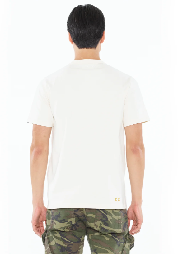 Cult Of Individuality Shirt - Short Sleeve Crew Neck Tee "Cuba" - Winter White - 625A4-RC06D
