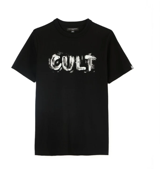 Cult Of Individuality Shirt - Short Sleeve Crew Neck Tee "Plaster Logo" - Black - 625A5-K31A