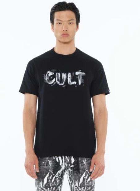 Cult Of Individuality Shirt - Short Sleeve Crew Neck Tee "Plaster Logo" - Black - 625A5-K31A