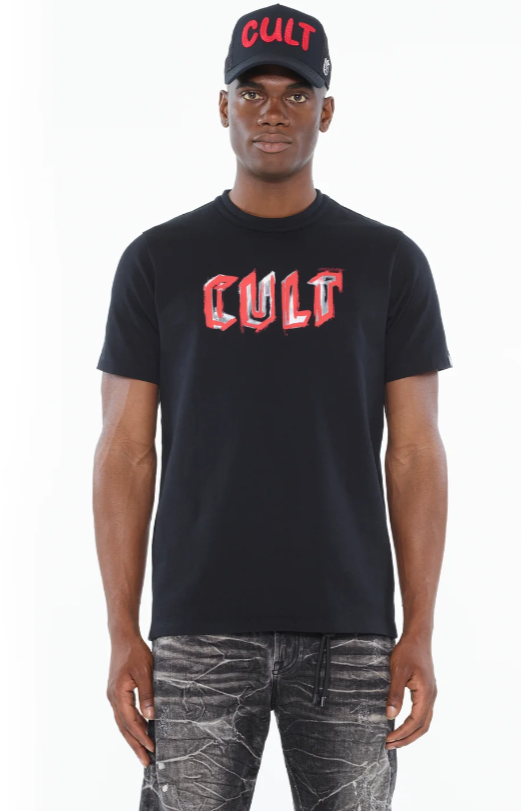 Cult Of Individuality Shirt - Short Sleeve Crew Neck Tee "Painter Logo" - Black - 625A4-K32A