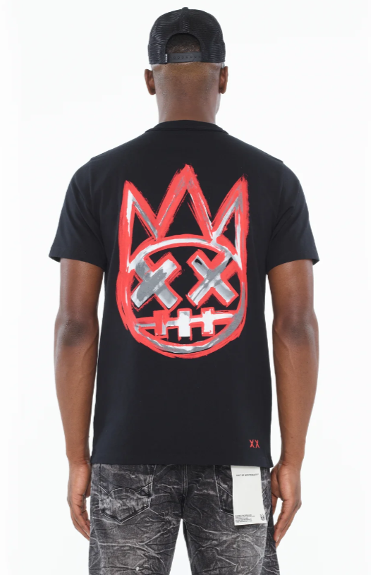 Cult Of Individuality Shirt - Short Sleeve Crew Neck Tee "Painter Logo" - Black - 625A4-K32A