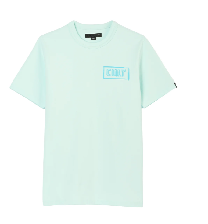 Cult Of Individuality Shirt - Short Sleeve Crew Neck Tee "Stroke" - Powder Blue - 625A5-K30A
