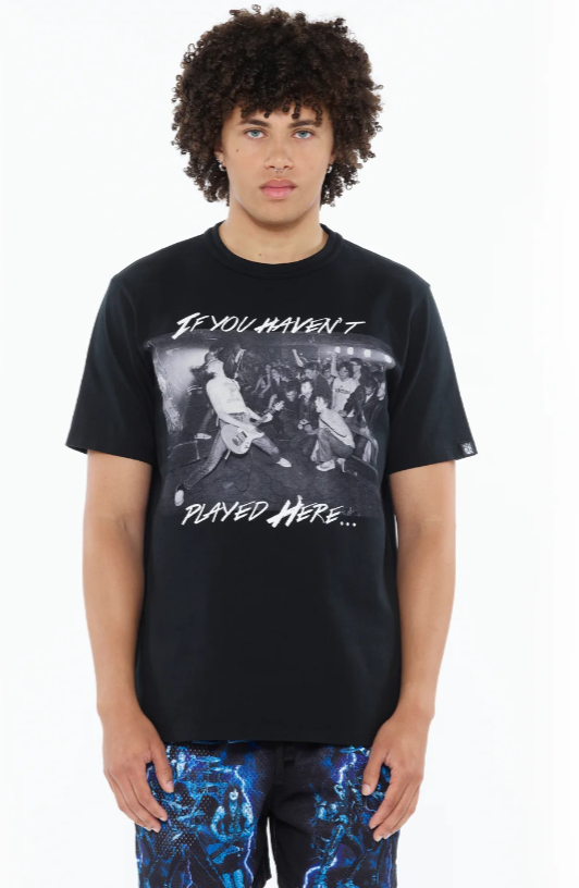 Cult Of Individuality Shirt - Short Sleeve Crew Neck Tee "Play Here" - Black - 625A5-K794