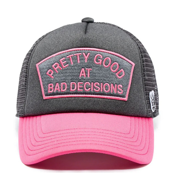 Cult Of Individuality Hat - "Good At Bad Decisions" Mesh Back Trucker Hat - Steel - 625AC-CH56A