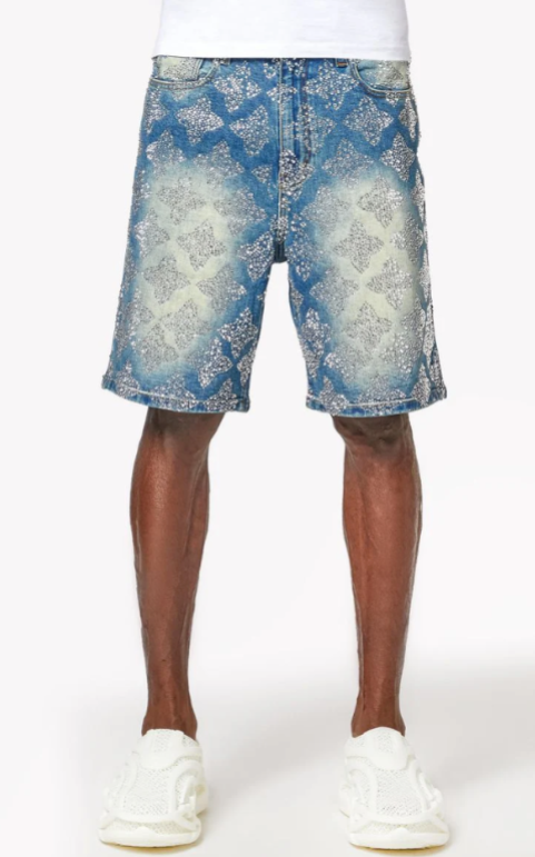 Guapi Shorts - Embellished Denim Shorts - Vinatge Blue - GSEDSVB2