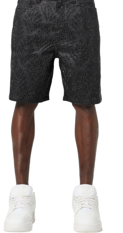 Guapi Shorts - All Black Embellished Denim Shorts V2 - BEV2