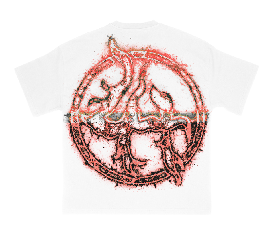 Lost Hills T-Shirt - Oversized Screenprint with Rhinestone - White - LH5002