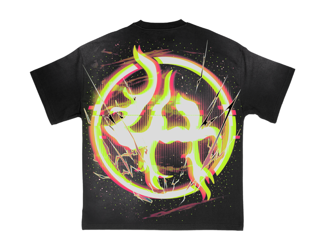 Lost Hills T-Shirt - Oversized Screenprint with Rhinestone - Black Washed - LH5006