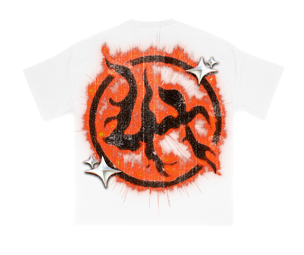 Lost Hills T-Shirt - Oversized Screenprint With Rhinestone - White - LH5007