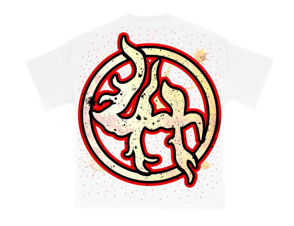 Lost Hills T-Shirt - Oversized ScreenPrint With Rhinestone - White - LH5008