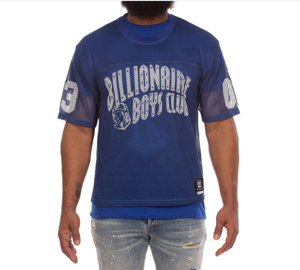 Billionaire Boys Club T-Shirt - BB Varsity SS Knit(Cropped Fit) - Navy Peony - 851-6314