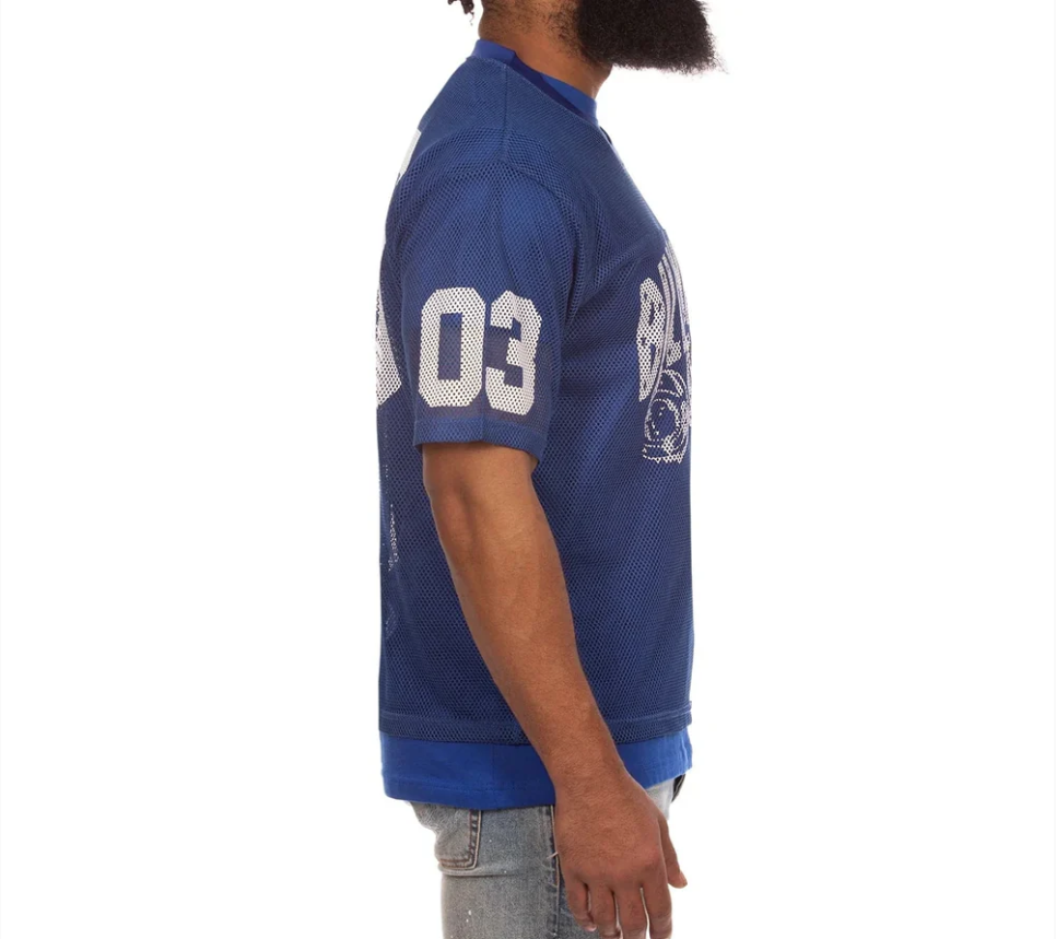 Billionaire Boys Club T-Shirt - BB Varsity SS Knit(Cropped Fit) - Navy Peony - 851-6314