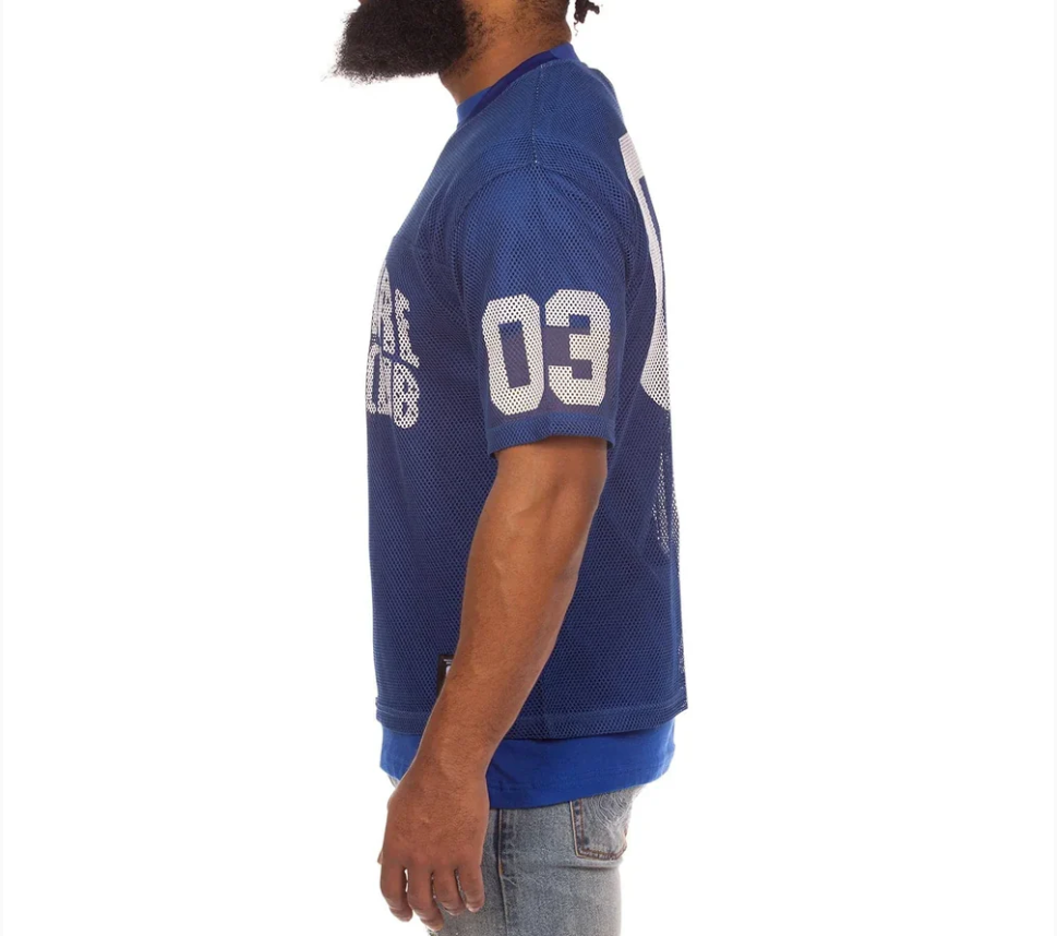 Billionaire Boys Club T-Shirt - BB Varsity SS Knit(Cropped Fit) - Navy Peony - 851-6314