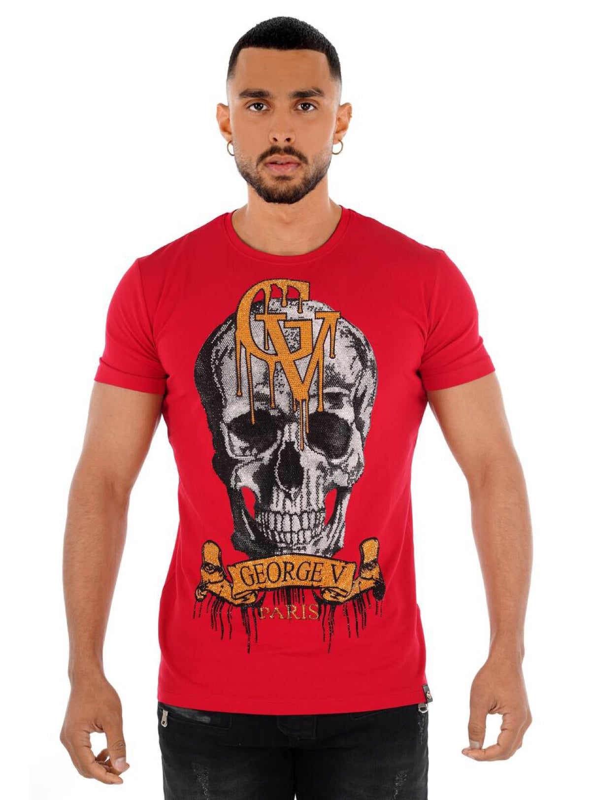 George V T-Shirt - Logo Skull - Red - GV2224