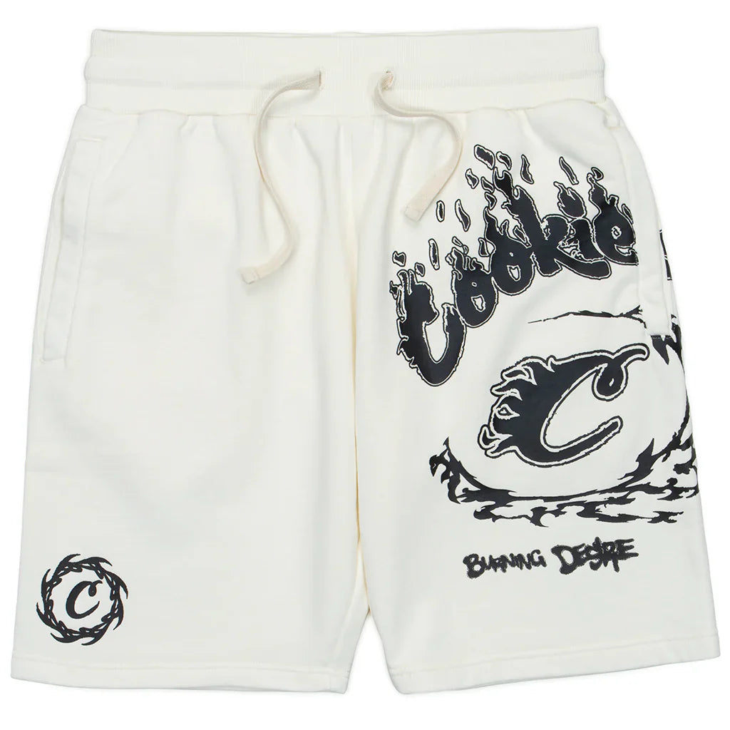 Cookies Shorts - Slow Burn Pigment Fleece - Off White   - CM241BKS11
