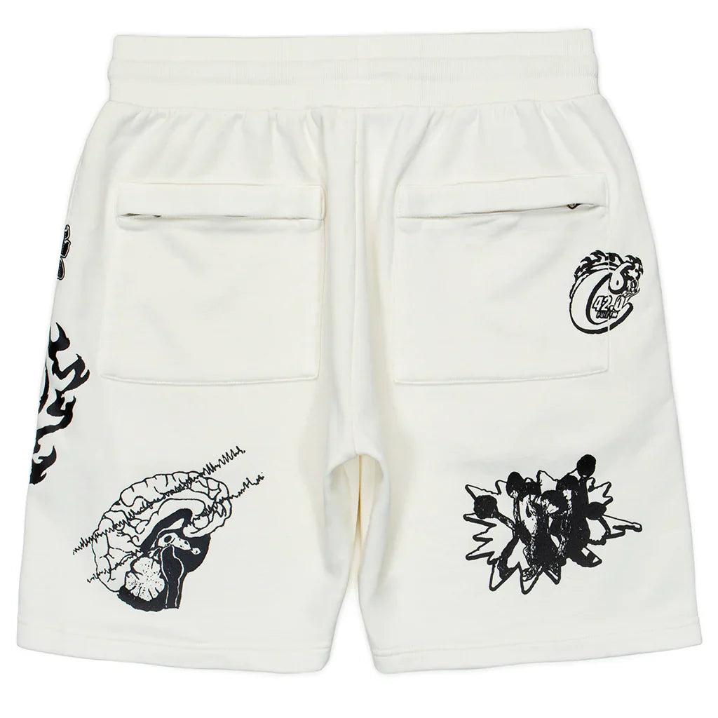 Cookies Shorts - Slow Burn Pigment Fleece - Off White   - CM241BKS11