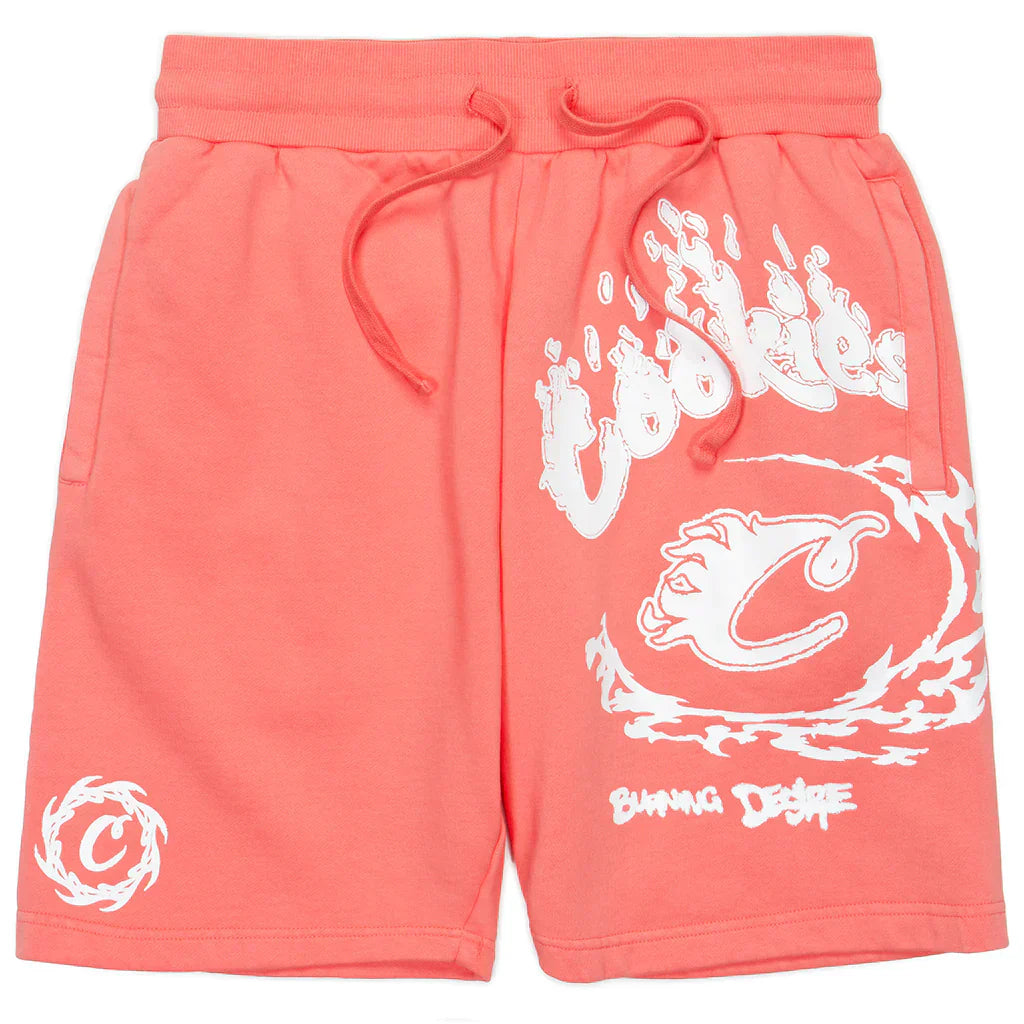 Cookies Shorts - Slow Burn Pigment Fleece - Salmon   - CM241BKS11