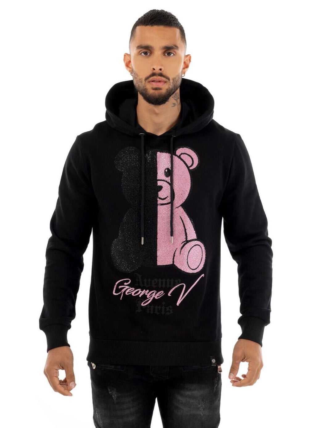 George V Hoodie - Split - Black And Pink - GV2422