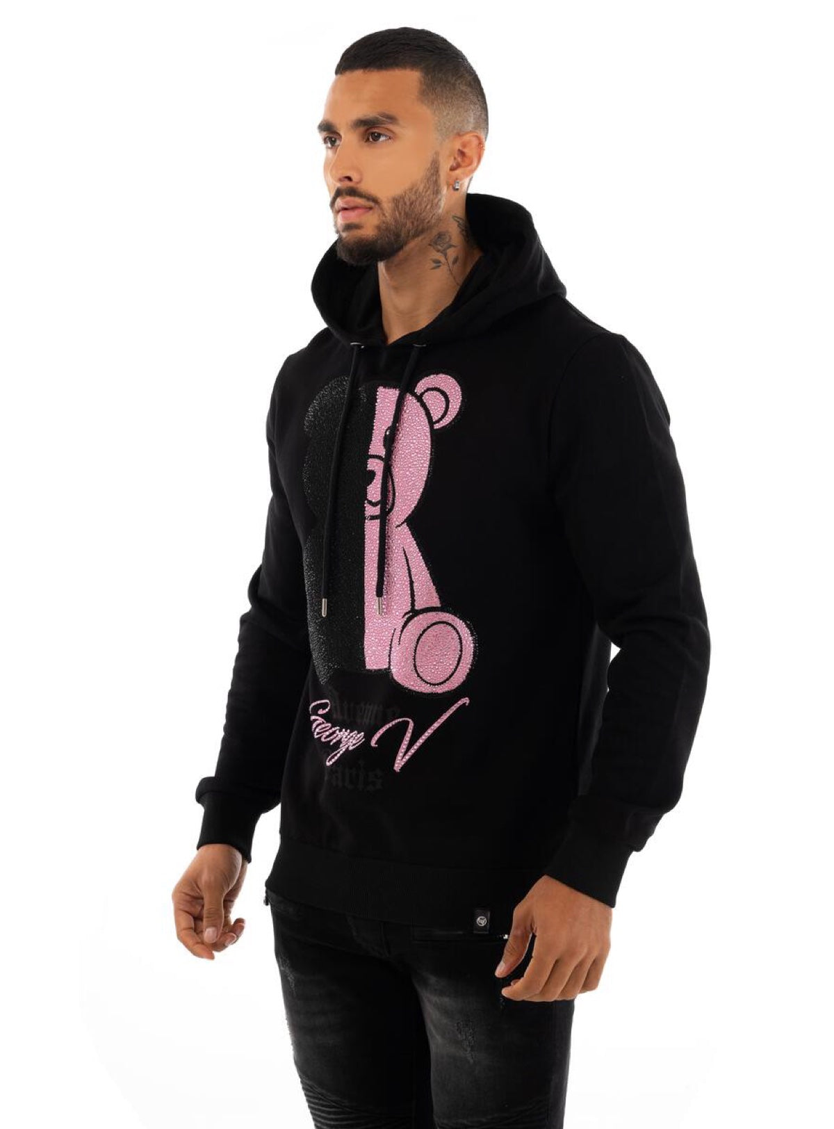 George V Hoodie - Split - Black And Pink - GV2422