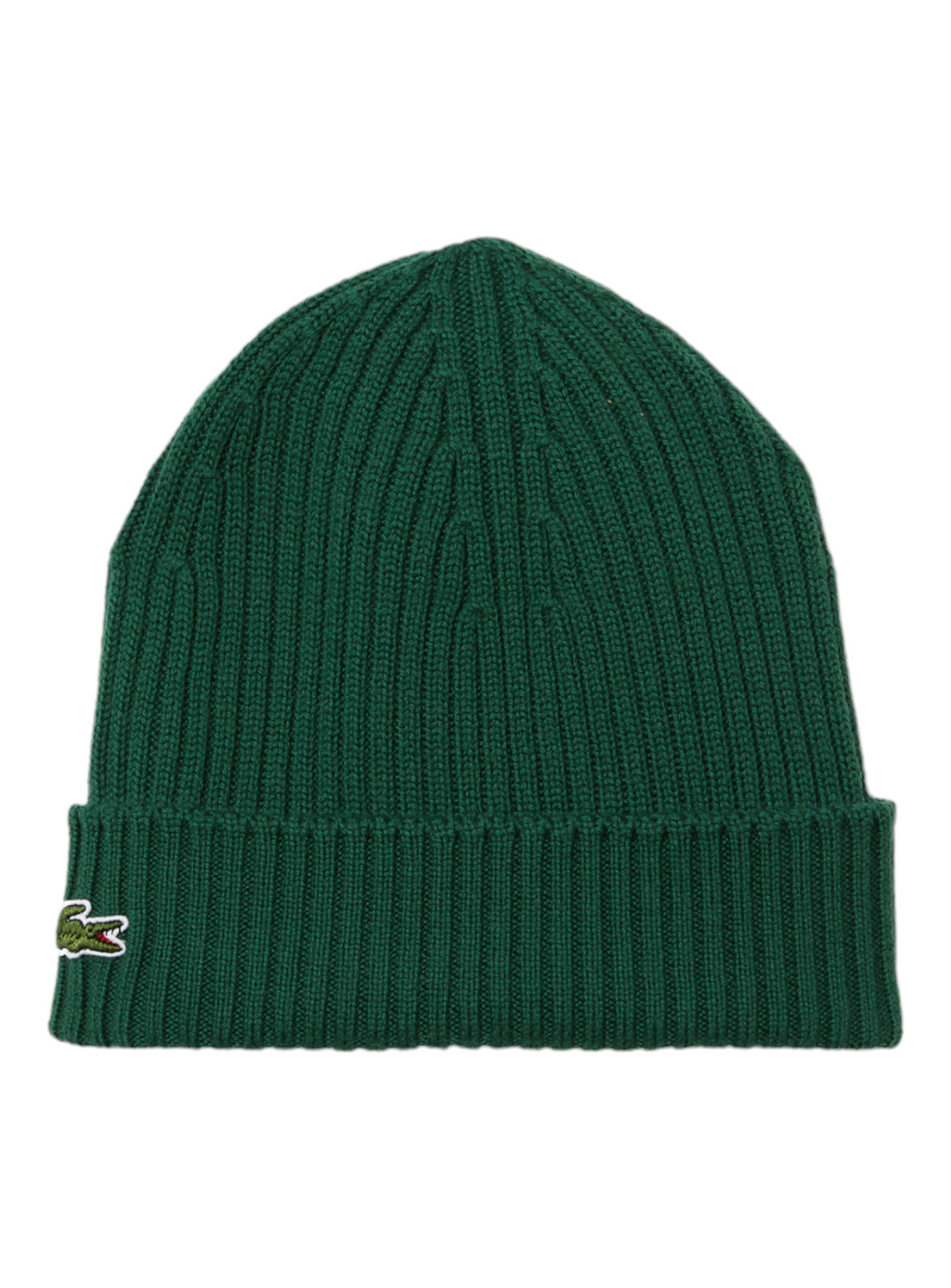 Lacoste Hat - Unisex Ribbed Wool Beanie - Green 132 - RB0001