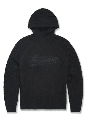 Jordan Craig Hoodie - Cable Knit Hooded Sweater - Black - 3980