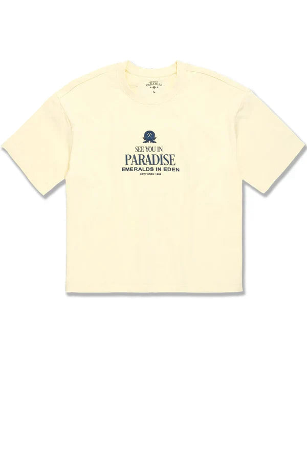 Jordan Craig T-Shirt - Emerald In Eden Boxy - Cream - 9207A