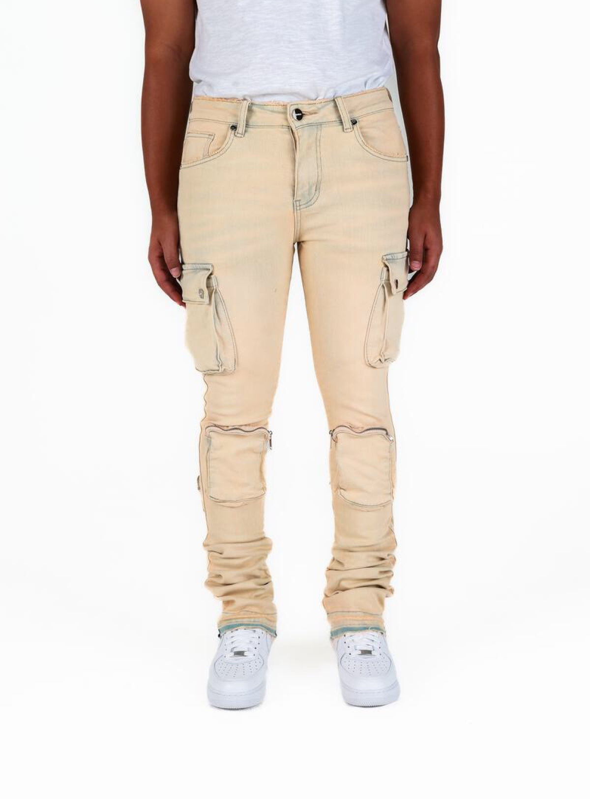 Pheelings Jeans - Never Look Back - Cargo Flare Stacked - Walnut Cream Sand Wash - PH-FA22-16